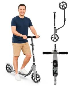 Adult Scooter with Big Wheels | Adjustable Height, Foldable Aluminum Frame | Smooth Ride for Urban Commuting and Outdoor Fun | 300lbs Weight Limit