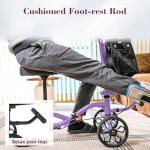 Fvzzin Lightweight Knee Scooter Crutch Alternative, Foldable & Adjustable Knee Scooter for Adults for Foot Surgery, Steerable Knee Walker with Detachable Basket, Includes DIY Stickers-Cream Purple