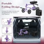 Fvzzin Lightweight Knee Scooter Crutch Alternative, Foldable & Adjustable Knee Scooter for Adults for Foot Surgery, Steerable Knee Walker with Detachable Basket, Includes DIY Stickers-Cream Purple