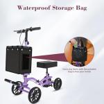 Fvzzin Lightweight Knee Scooter Crutch Alternative, Foldable & Adjustable Knee Scooter for Adults for Foot Surgery, Steerable Knee Walker with Detachable Basket, Includes DIY Stickers-Cream Purple