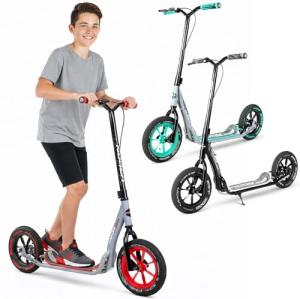 Large Kick Scooter for Adults, Teens & Kids 8-12 with Kickstand – 12" Air-Filled Tires, Wide Deck, Lightweight Steel Frame – Madd Gear Urban Glide (Graphic 1)