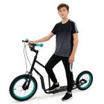 Costzon Big Wheels Kick Scooter for Kids 8+, Youth Scooter with Foldable & Height Adjustable Handlebar, Inflatable Shock Absorption Wheels, Dual Brakes for Teens, Adults, Max Load 220 LBS (Black)