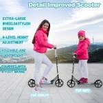 Scooter for Kids Ages 6+, Teens & Adults, Max Load 240 LBS, Foldable Kick Scooter with 8-inch Big Wheels, Kickstand, 3 Adjustable Levels, Rear Brake, Black