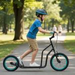 Costzon Big Wheels Kick Scooter for Kids 8+, Youth Scooter with Foldable & Height Adjustable Handlebar, Inflatable Shock Absorption Wheels, Dual Brakes for Teens, Adults, Max Load 220 LBS (Black)