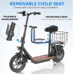 Caroma Peak 1200W Electric Scooter with Seat, Electric Scooter Adults with 12" Shock-Absorbing Tires, 375Wh Battery up to 30Miles&20MPH, Foldable Electric Bike with Seat for Commuting(Black)