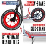 Large Kick Scooter for Adults, Teens & Kids 8-12 with Kickstand – 12" Air-Filled Tires, Wide Deck, Lightweight Steel Frame – Madd Gear Urban Glide (Graphic 1)