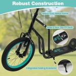 Costzon Big Wheels Kick Scooter for Kids 8+, Youth Scooter with Foldable & Height Adjustable Handlebar, Inflatable Shock Absorption Wheels, Dual Brakes for Teens, Adults, Max Load 220 LBS (Black)