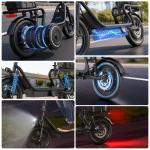 AOVOPRO Electric Scooter, 14'' Foldable E-Scooter w/ Suspension & Rear Seat Box