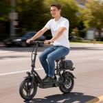 AOVOPRO Electric Scooter, 14'' Foldable E-Scooter w/ Suspension & Rear Seat Box