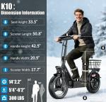 Electric Scooter with Seat 45Miles 30MPH 14" Adjustable Commuting Scooter Gifts