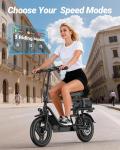 Adults Electric Scooter Peak 750W Peak Motor 48V 10.4ah 28Miles 14" Tire w/ Seat