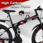 26" Folding Mountain Bike 24-Speed Full Suspension MTB for Men & Women