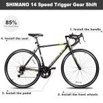 WEIZE Road Bike, 700C Wheel City Commuter Bicycle, 14 Speed Drop Bar, Racing Adult Bike with Caliper Brakes, High-Carbon Steel Hybrid Bikes, Urban Adult Bicycle for Men and Women,Black