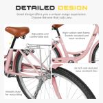 Omelaza 24/26 Inch Beach Cruiser Bike for Adult - High-Carbon Steel Frame Comfortable City Bike with Rear Rack or Basket