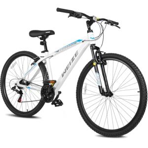 WEIZE Hardtail Mountain Bike, 29 Inch Wheels Outdoor Cycling Bike, 21-Speed Trigger Shifter, Aluminum Frame for Women and Men, Comfort Saddle, MTB Bicycle with Suspension Fork, White