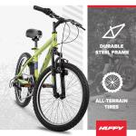 Huffy Stone 20 Inch Mountain Bike, Matte Lime Frame, 6-Speed Shimano Twist Shifting, Front Suspension, Comfort Saddle, 20"/24"/26" Sizes, 6-21 Speeds, Dual Suspension Available