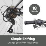 Pacific Mountain Sport Bike, 26 inch Mountain Bike for Men and Women, 18 Speed, Steel Frame, Knobby Tires, Front Suspension Fork, Twist Shifters, Linear Pull Brakes, Adult Bicycle