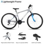 HH HILAND 26 Inch Mountain Bike, Mens Womens MTB with 18 Speeds, High-Tensile Steel Frame, V Brake, Hardtail Bicycle for Adults Gray