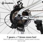 RoyalBaby Kids Mountain Bike 20" for Boys & Girls Ages 6-10 Year Old- Lightweight Aluminum, 7-Speed, Suspension Fork - Silver