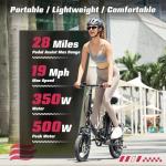 Windone S14 Electric Bike for Adults, Dual Shock Absorbers Ebike, Max 19MPH Speed & 28 Miles Range (PAS), 500W Peak Motor and Lightweight & Portable, 14" Foldable E Bike for Adults and Teens