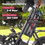 Windone S14 Electric Bike for Adults, Dual Shock Absorbers Ebike, Max 19MPH Speed & 28 Miles Range (PAS), 500W Peak Motor and Lightweight & Portable, 14" Foldable E Bike for Adults and Teens
