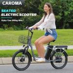 Carom Peak 560W Electric Bike for Adults, 36V Removable Battery, Up to 15Miles&20MPH, 20" Fat Tire Electric Scooter with Basket&Adjustable Seat, Foldable Adult Electric Bicycle for Commuting (Grey)
