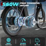 Carom Peak 560W Electric Bike for Adults, 36V Removable Battery, Up to 15Miles&20MPH, 20" Fat Tire Electric Scooter with Basket&Adjustable Seat, Foldable Adult Electric Bicycle for Commuting (Grey)