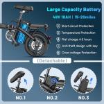 REOCRO Foldable Electric Bike for Adults, 14" Folding E-Bike with 500W Peak Motor, Electric Bicycle with 48V Removable Battery UL 2849 Certified, 25 Miles PAS Range, Commuter Mini E-Bikes