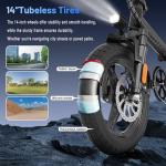 RPINT Foldable Electric Bike for Adults and Teens 500W Motor, 14" Folding E Bike with 48V Removable Battery UL 2849 Certified, Electric Bicycle with 30 Miles PAS Range, 20MPH Commuter Mini E-Bike