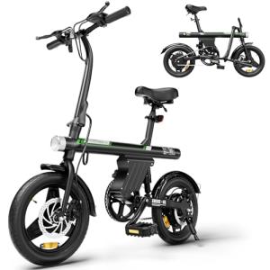 AYOLNY Mini Foldable Electric Bike for Adults, 750W Peak Folding Ebike, 36V 7.8Ah Battery 30-40 Miles, 14" Small Adult Electric Bicycle for Commuting (Ebike, Black)