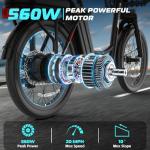 Carom Peak 560W Electric Bike for Adults, 36V Removable Battery, Up to 15Miles&20MPH, 20" Fat Tire Electric Scooter with Basket&Adjustable Seat, Foldable Adult Electric Bicycle for Commuting (Black)