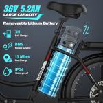 Carom Peak 560W Electric Bike for Adults, 36V Removable Battery, Up to 15Miles&20MPH, 20" Fat Tire Electric Scooter with Basket&Adjustable Seat, Foldable Adult Electric Bicycle for Commuting (Black)