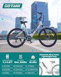 Gotrax Dolphin 26" Electric Bike, Max Range 30Miles(Pedal-assist1) & 20Mph Power by Peak 500W, 5 Pedal-Assist Levels & Front Suspension, 7-Speed&Boost Mode, City E-Bike for Adult White