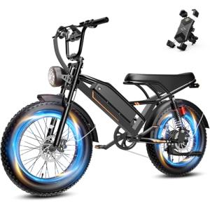 YOLOWAY 2000W Peak Electric Off Road Bike for Adults,Electric Dirt Bike,E Bike 20 * 4" Fat Tire,All Terrain 32 MPH Top Speed,Ebike Up 80 Miles Range,48V Removable Battery,Certified by UL2849