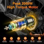 HAPPYRUN Electric Bike for Adults,2000W 48V38Ah Detachable Dual Battery Ebike for Adults 85+ Mile 36MPH Top Speed E Bike All Terrain 20" Fat Tire Electric Dirt Bike G70