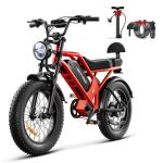 HAPPYRUN 1500W Electric Bike for Adults, 48V 18Ah Removable Battery, 20" Fat Tire E-Bike, 32MPH & 68+ Miles Range, 7-Speed Transmission, All-Terrain Mountain Ebike for Men & Women (Orange-red)