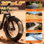 YUCHETX Electric Bike for Adults with Peak 1600W Peak Motor,Max Speed 35MPH,Up to 60Miles,Moped ebikes with 18.9AH Battery,20" Fat Tire Adult Electric Bicycle,Shipped from USA Warehouse