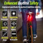 BLITZU USB-C Rechargeable Bike Tail Light 2 Pack, Bright Bicycle Rear Cycling Safety Flashlight Accessories for Night Riding, Cyborg 120T, 4 Light Modes for Adults Kids Men Women Road Mountain