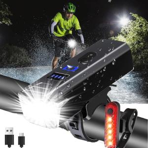 9000LM Super Bright LED Bike Light USB Rechargeable Bicycle Front Rear Headlight