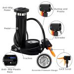 Portable Mini Bike Foot Activated Pump Bicycle Tire Air Pump with Pressure Gauge