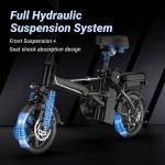 Ladped 14" Folding Electric Bicycles 22 MPH with Peak 750W ebike 48V 499.2WH