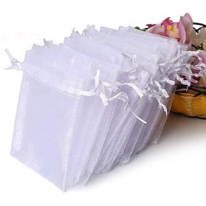 100PCS White Sheer Organza Favor Bags for Weddings