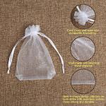 100PCS White Sheer Organza Favor Bags for Weddings