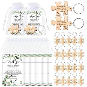 50 Rustic Wood Puzzle Keychain Wedding Favors