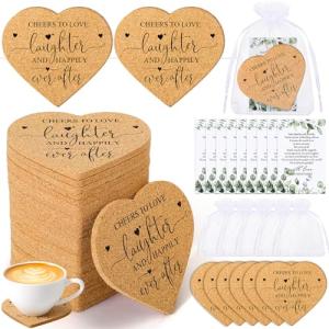 Heart-Shaped Wedding Favors Set with Coasters