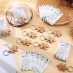 50 Rustic Wood Puzzle Keychain Wedding Favors