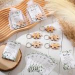 50 Rustic Wood Puzzle Keychain Wedding Favors
