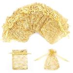 Gold Sheer Organza Gift Bags - 100 Pack