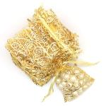 Gold Sheer Organza Gift Bags - 100 Pack