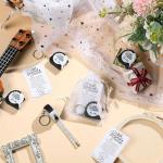 25 Wedding Favor Tape Measure Keychains with Cards